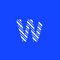 logo icon letter W, editable vector diagonal lines