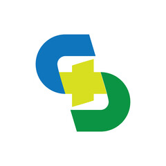 S Plus logo design vector