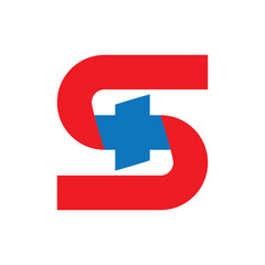 S Plus logo design vector