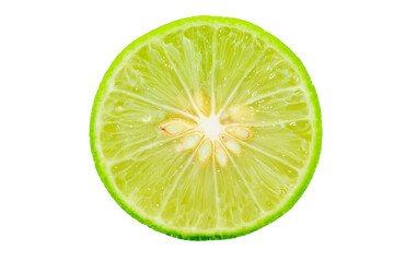 sliced lime isolated on white background with clipping path