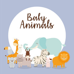 Obraz na płótnie Canvas baby animals card