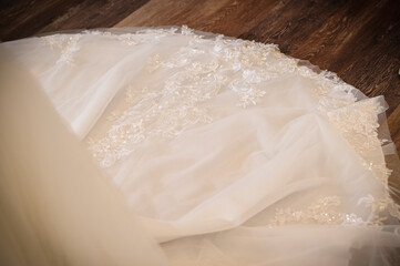 wedding dress on the table