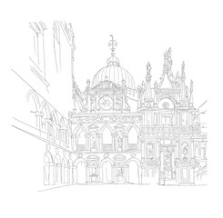 Doge’s palace. Palazzo Ducale Venice outline illustration