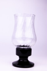 ฺClose up Black Glass Hurricane Candle Holders Clear