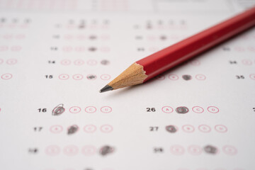 Answer sheets with Pencil drawing fill to select choice, education concept