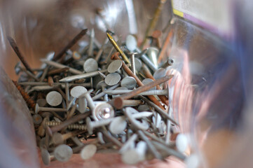 Fototapeta na wymiar old worn and rusted nails