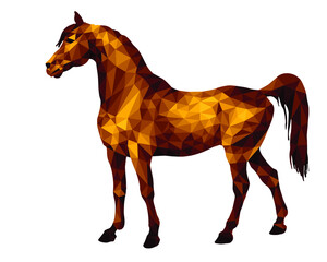 horse red isolated image on white background in low poly style