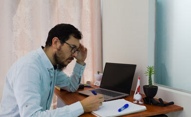 
working home man home office telework 