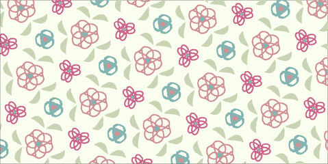 ピンクと緑のかわいいシームレスなパターンのベクターの背景イラスト
