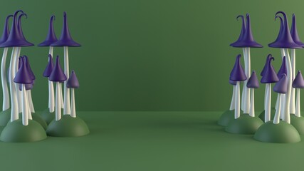 3d render of a purple mushrooms