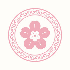 Pink sakura flower badge Chinese traditional symbol © Rawpixel.com