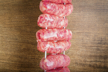 barbecue sausages on skewers.