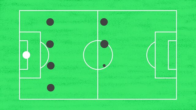 Soccer of Football Field Animation with 442 Tactic Formation