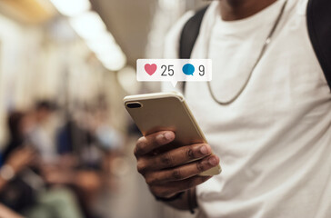 Man checking social media notifications