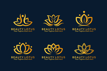 Beauty lotus flower logo design template collection. Vector illustration.
