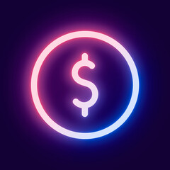 Currency social media icon in pink neon style