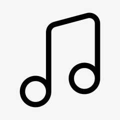 Music note outlined icon for social media app