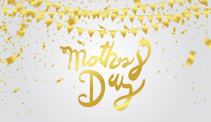 Happy Mothers Day elegant lettering banner Design Card With balloons Background