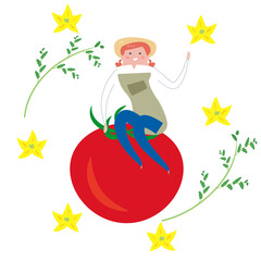 野菜を愛でる　野菜を食べる　野菜を育てる　イラスト
