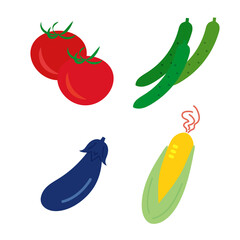 野菜を愛でる　野菜を食べる　野菜を育てる　イラスト
