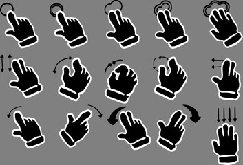 Black Touch gesture set drawn with a pen set