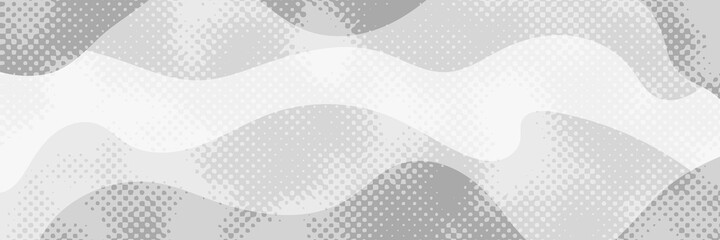 Gray vector background, banner. Wavy shapes.