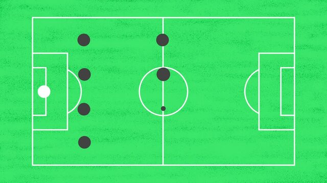 Soccer of Football Field Animation with 442 Tactic Formation with Line animation