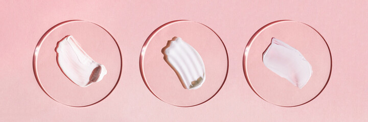 White cream texture on a pink background.