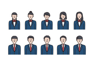 シンプルアイコンセット：学生男女A