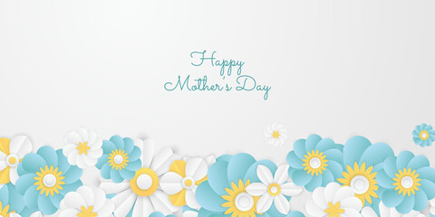 Mother's day greeting card, design with frame and flowers