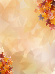 秋の紅葉　もみじ　背景付き（タテ）