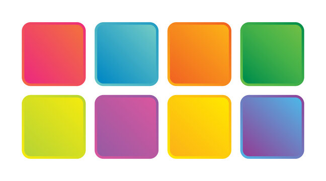 Colorful square button set, blank icon background, colored application icons collection - Vector