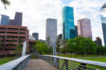 downtown city green building bridge