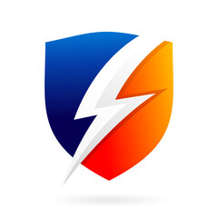 bolt shield thunder logo vector