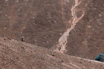Mining lifeless dumps after quarrying in the city of Karabash, Chelyabinsk region in Russia