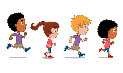 Group of Children different ethnicity running and playing