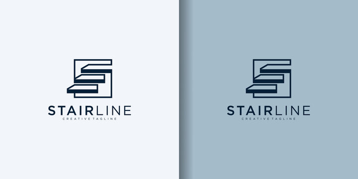 simple stairs line modern logo vector icon design illustration