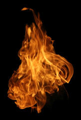 Fire and burning flame isolated on dark background for graphic design purpose