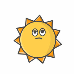 Cute Sun Character Flat Cartoon Emoticon Vector Template Design Illustration