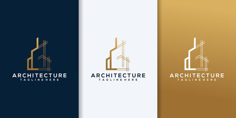 Architect house logo, architectural and construction design vector