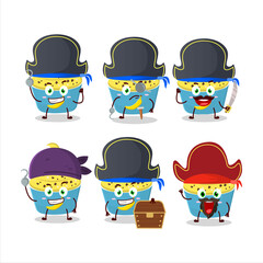 Cartoon character of ice cream banana cup with various pirates emoticons
