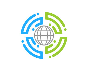 Globe in the network connection symbol