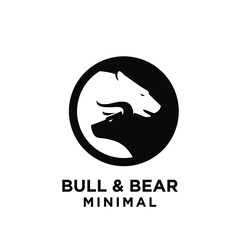 Bear and bull vector logo design players on Exchange and traders on a stock market