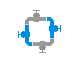 Water plumb service forming a square shape logo