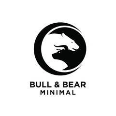 Obraz premium Bear and bull vector logo design players on Exchange and traders on a stock market