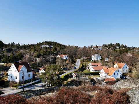 Group of houses on the shore of Kjerringvik, Norway