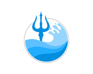 Trident on the blue wave logo
