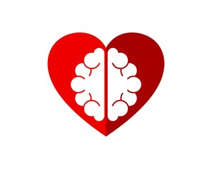 Simple love shape with abstract brain inside
