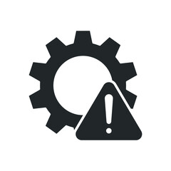 Failure, system error glyph icon. Simple solid style. Alert, gear, mechanical concept. Vector illustration isolated on white background. EPS 10.