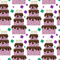vector pattern cakes . Festive seamless background for packaging , fabric , printing design . beautiful bright desserts